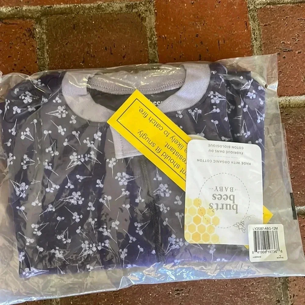 Burt's Bees Baby Girls Pajamas Zip Front Non-slip Footed Pjs 100% Organic Cotton